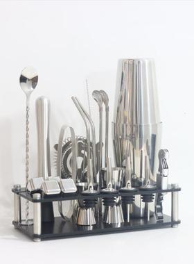 不锈调用酒AZF器全套鸡尾酒工具23件套亚克套力支架家装黑钢色