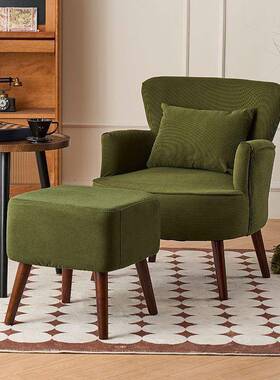 美式复室古单人沙发阳芯台休闲欧美风实木卧组合懒人灯绒老虎VLH