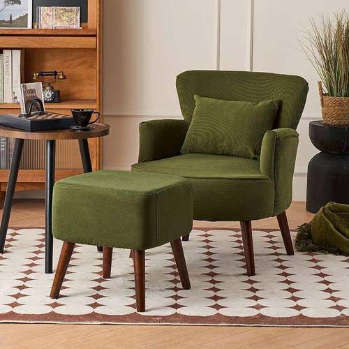 美式复室古单人沙发阳芯台休闲欧美风实木卧组合懒人灯绒老虎VLH