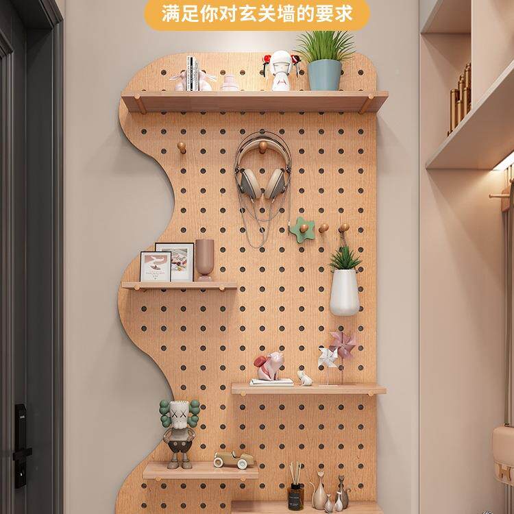 洞洞墙板定制玄物关墙面置架上木挂板实入户隔板收纳架墙壁无品牌