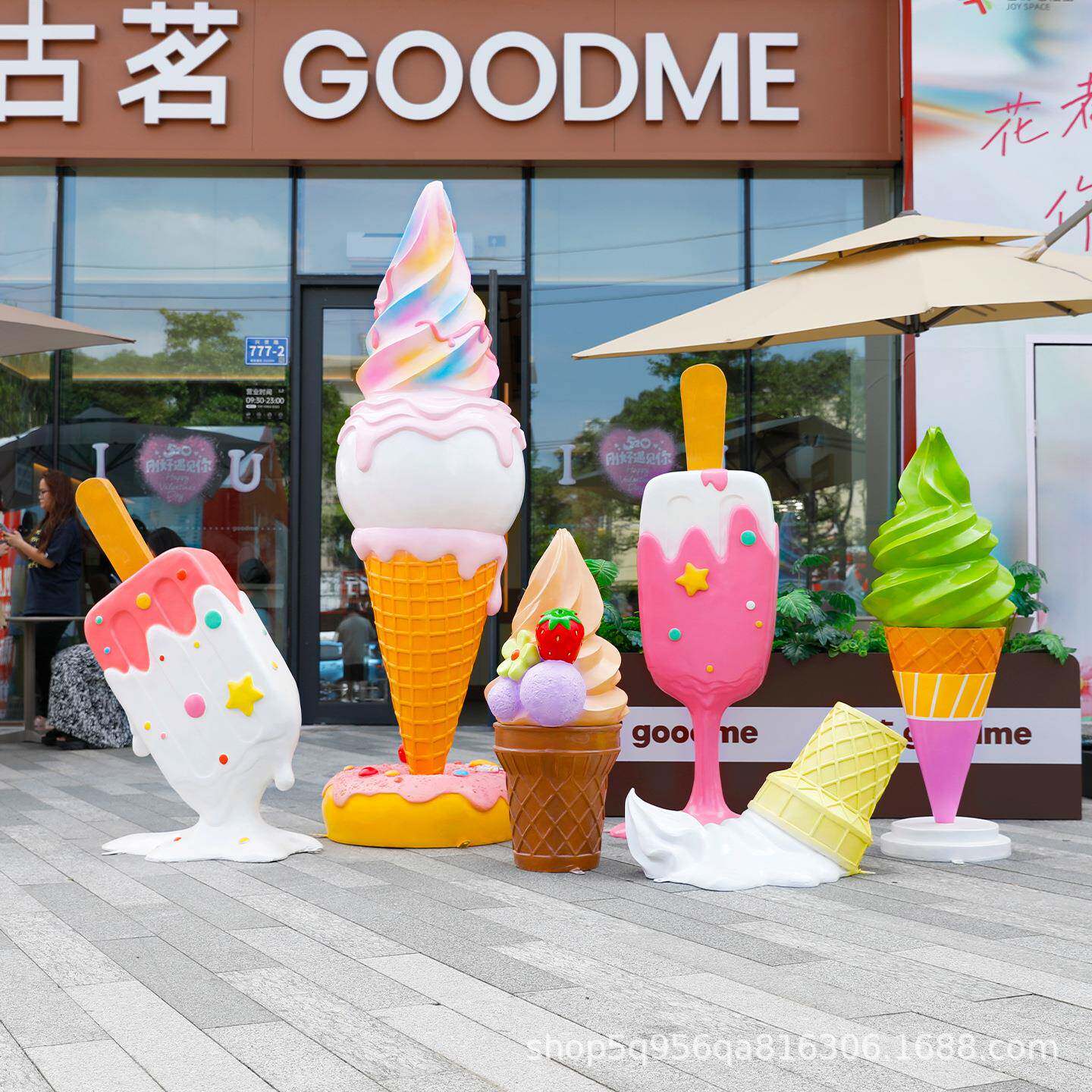 户外玻璃钢冰淇凌淋甜摆件商场雪糕糕甜品店筒冰激模蛋DJE型街道
