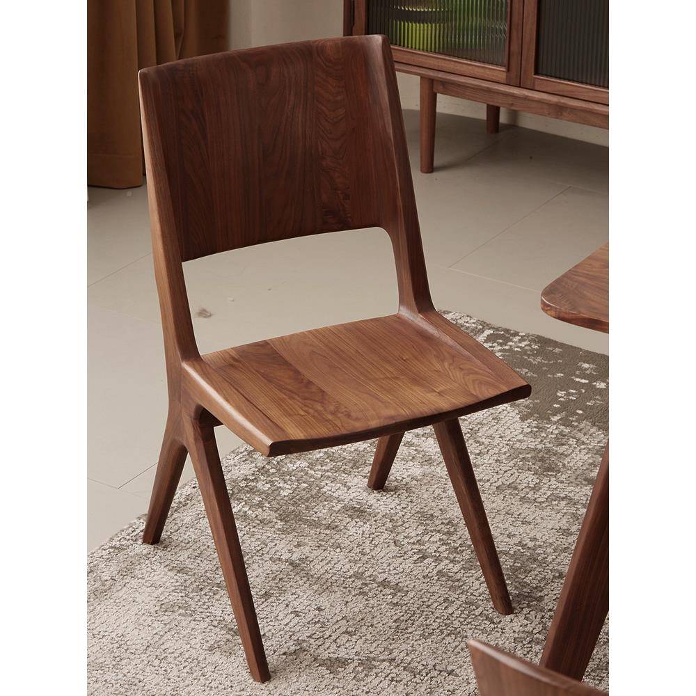 北美黑约胡桃现木餐椅代简实无品牌/木式家用靠日背书椅家用小户