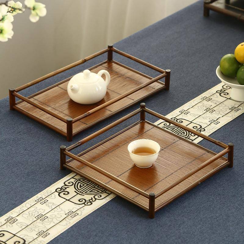 竹编大漆茶盘20220919茶托盘日式复竹制干泡台漆茶盘茶具古配件大