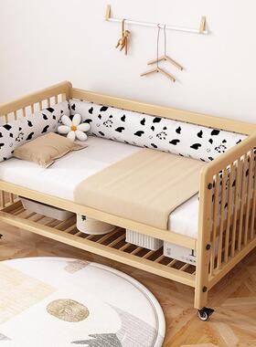 fLE榉木婴动儿床实木宝7W4bC4Fr床宝新生儿拼大床可移高度接可调b