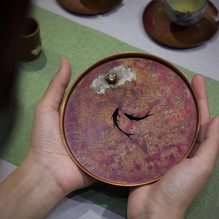 手工铜壶承干泡台养茶茶承壶茶壶垫储纯铜壶承水建水茶壶水洗水盂