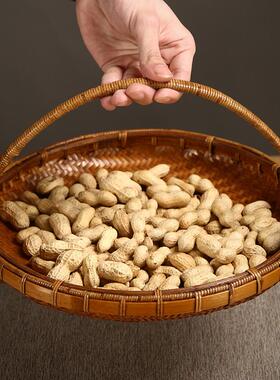 盘竹编水果篮竹制古品筐家用提手复做旧篮收纳筐干果点心OQT篮轻