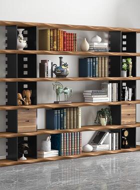 网实红客厅纳木书架置物架F9678TS8多落地层展示收阅读书柜一体整