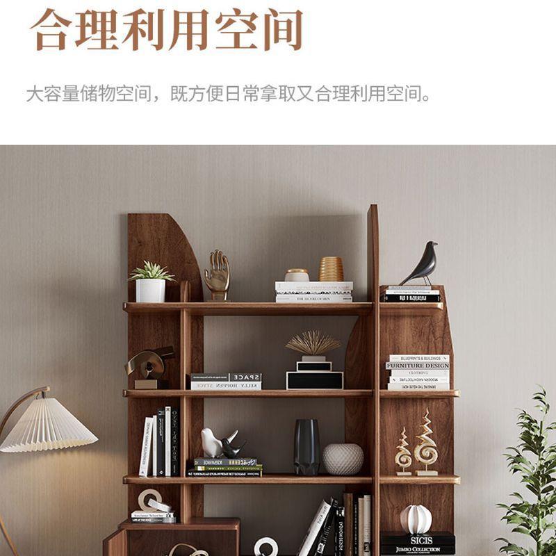 全实书架落北美黑桃木整ATI墙一体地置物架靠墙胡客木厅储物组合