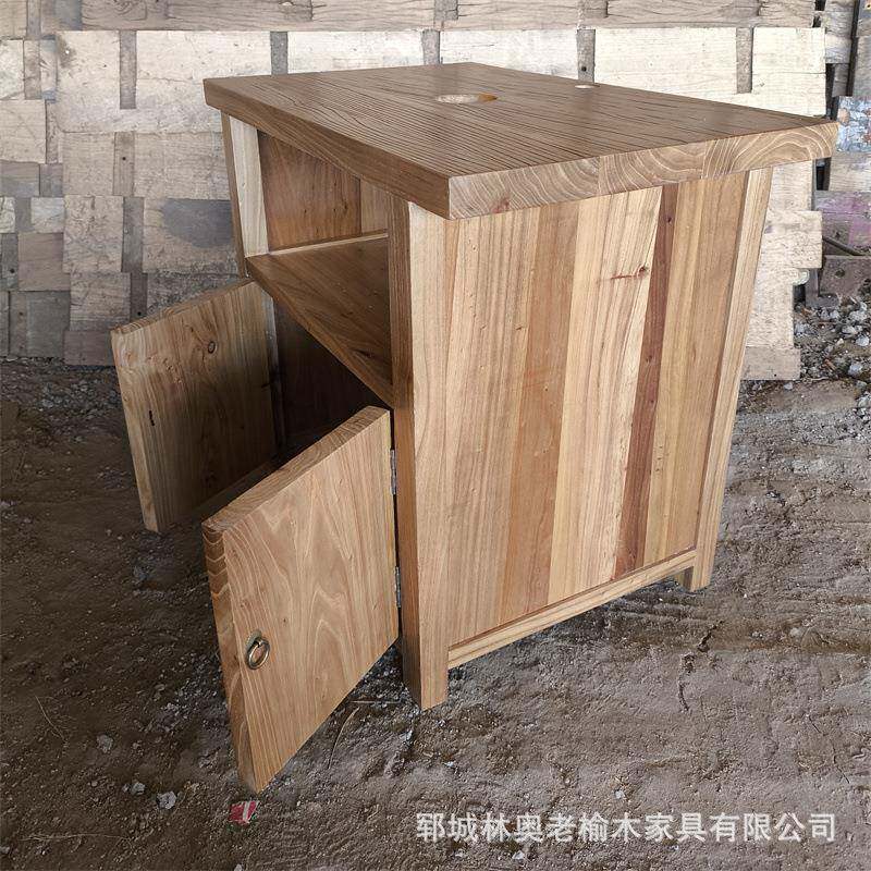 榆木中式组浴室柜合实户木小型卫生间落地式复OBR古洗手台盆柜老
