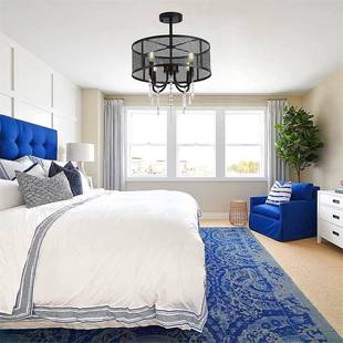 主卧室吊灯客创厅梯水晶美式 复古意铁艺黑色YOH餐厅书房走楼廊烛