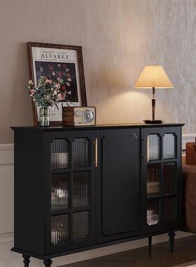 美式复古电视柜边客厅家旁边用柜中子黑色ZAF风储物柜装饰柜柜酒