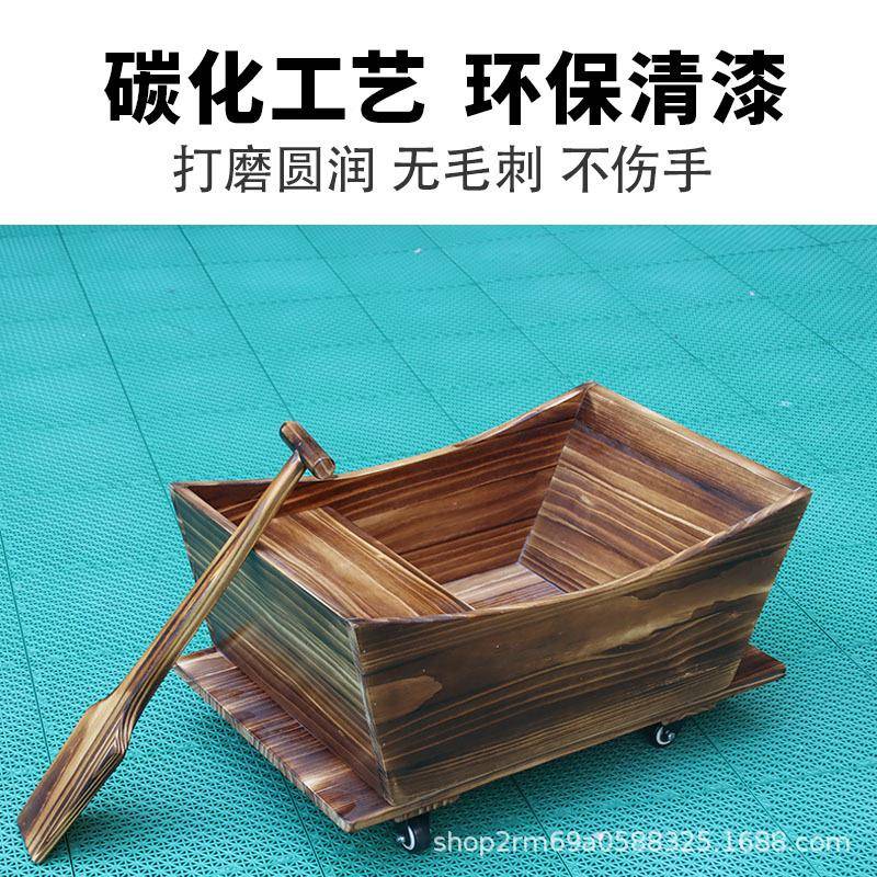 幼儿园户车外碳化划桨船组合感统训纳练收木儿HGY童小车船木质积