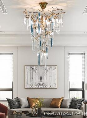 轻奢客厅吊灯厅餐厅灯OCJ美式中式铜大户型水部晶灯具售楼大别墅