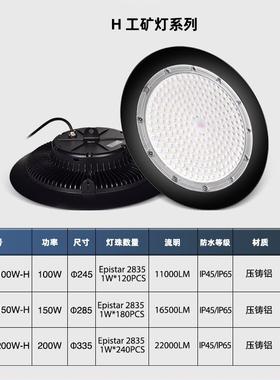 三防led中工L矿无品牌/灯大功率黑色圆形性车库UF线O商店灯22000M