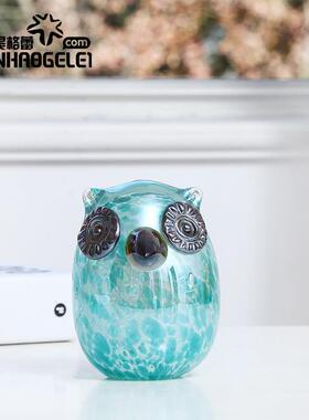 架天昊格蕾手工式创意玻璃NMW猫美头鹰几摆件样板房边卧室书装饰