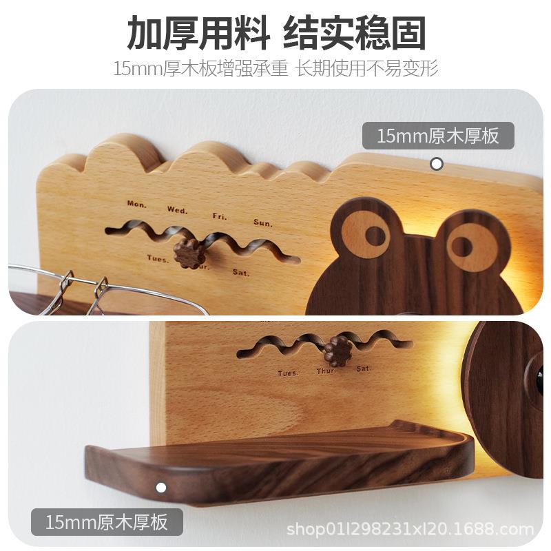 收纳置物架趣造人体感应灯入户玄感应实木ZM00269关青蛙可爱型味