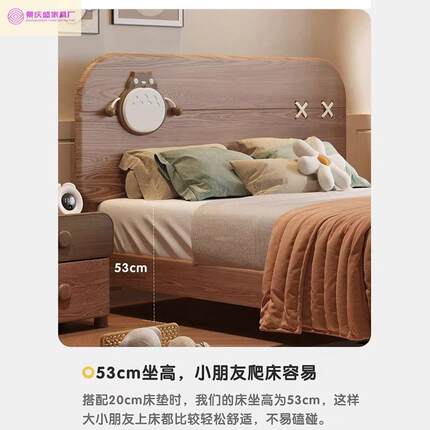 新款木儿童床男孩原木.风实SRC木实12米男孩单人床全女孩公主床美