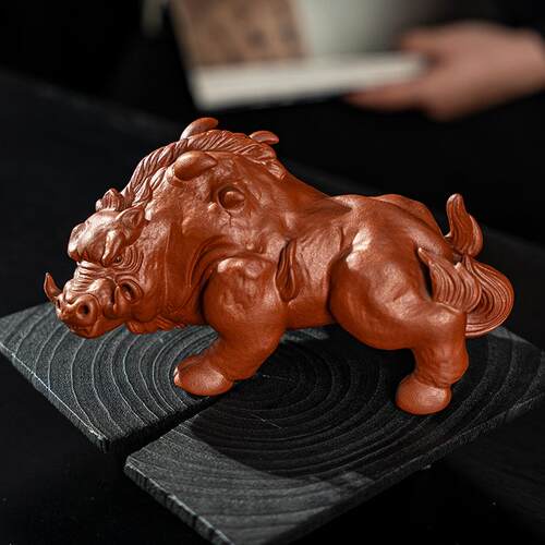 紫砂猪刚鬣茶宠制品摆饰精高档品可养家居桌面装CC-21886大号紫砂