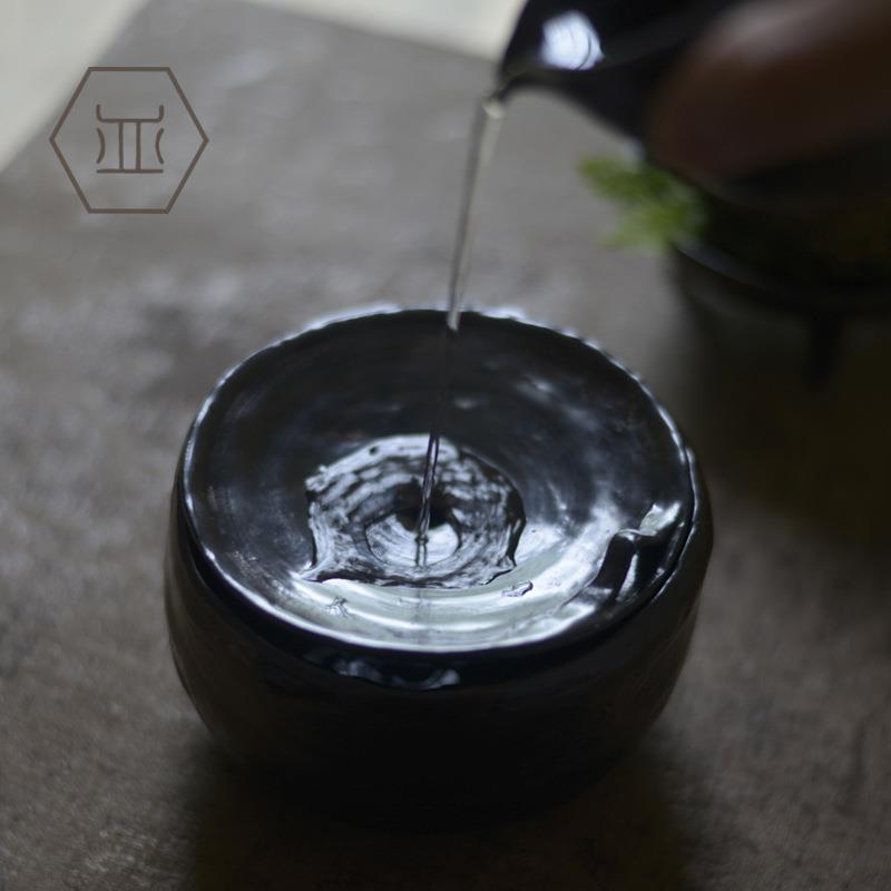 手TIB工粗陶建水创意茶道配件盖茶渣斗古加复陶瓷茶具壶承水盂