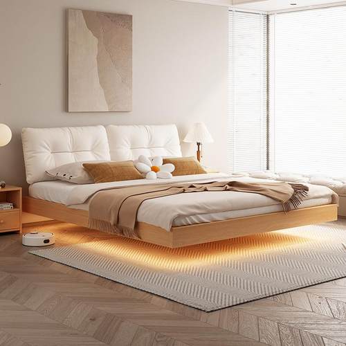 悬实木床简约现代1.5米双人床主出无品牌/租房用榻榻米1米2卧单人