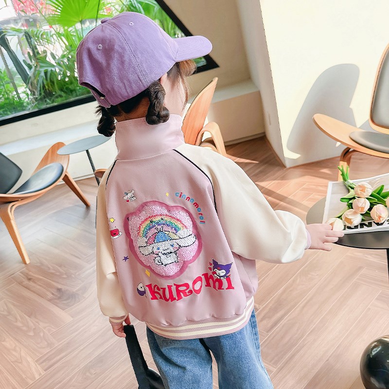 女童亮片外套春秋款2024新款儿童秋装女孩宝宝夹克棒球服秋季早秋