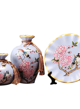 欧式陶瓷摆件三件套家居饰品x酒柜装饰品装饰房间客厅花瓶工艺品