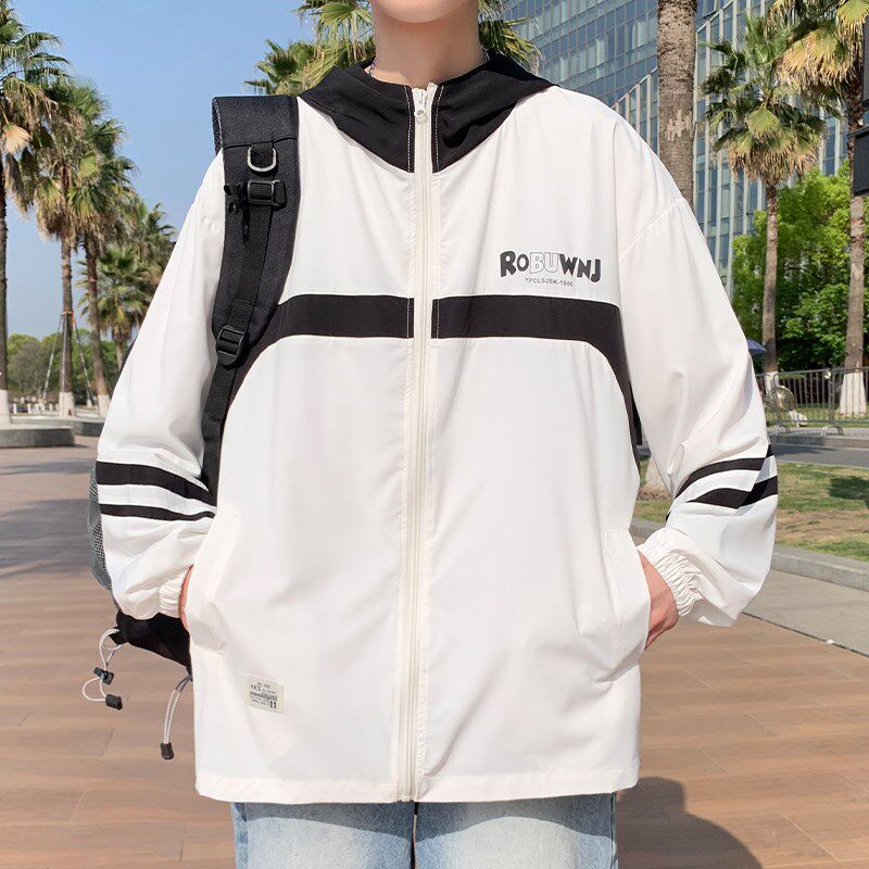 防晒衣服男生夏季轻薄款凉感冰丝夹克男装初中学生青少年休闲外套