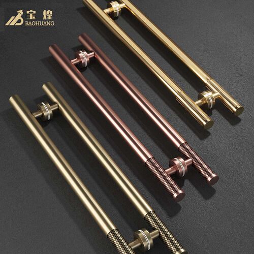 极简玻璃a门拉手加厚不锈钢仿古铜酒店包间对装推拉实木门把手黑