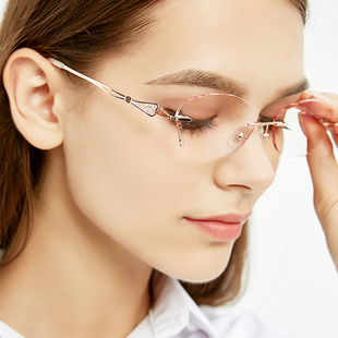 配眼镜框女超轻无螺丝眼镜架韩版近视眼镜可配度数无边框素颜眼镜