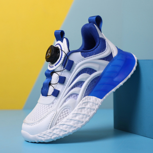 男童鞋子2023新款夏季单网鞋透气网面旋转纽扣春款运动鞋儿童男鞋