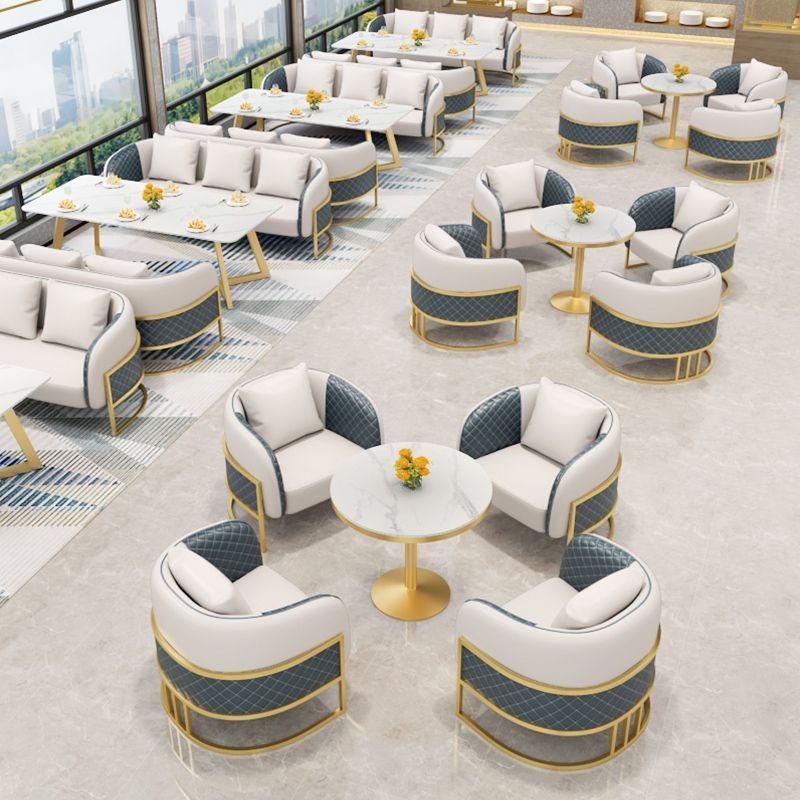 北欧轻奢售楼处接待一桌四椅洽谈沙E发休息区茶楼卡座沙发桌椅组