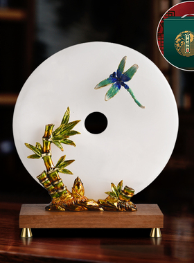 新中式玉c石扣摆件客厅酒柜装饰品办公室领导高档乔迁新居礼品