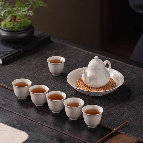 复古草木灰思婷茶壶单壶小容量陶瓷功夫泡茶壶带壶承简约茶具套装