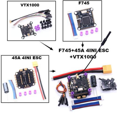 博立方F745 45A+VTX1000 4INI ESC INAV Betaflight飞行控制器