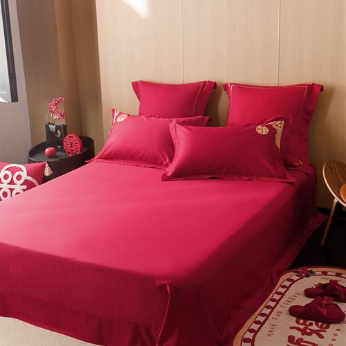 龙凤刺绣红色婚庆四件套结婚喜嫁被套床单新婚房喜被床上用品