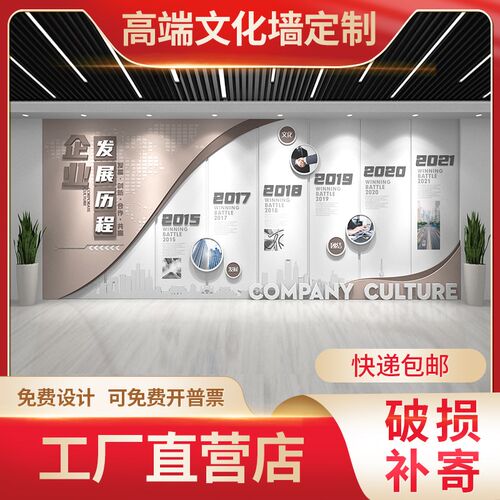 企业文化墙定制设计公司发展历程B背景墙办公室会议室立体大气墙