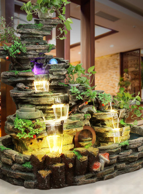 假山流水喷泉水景摆件鱼池瀑布景观公司室K内外客厅阳台装饰品造