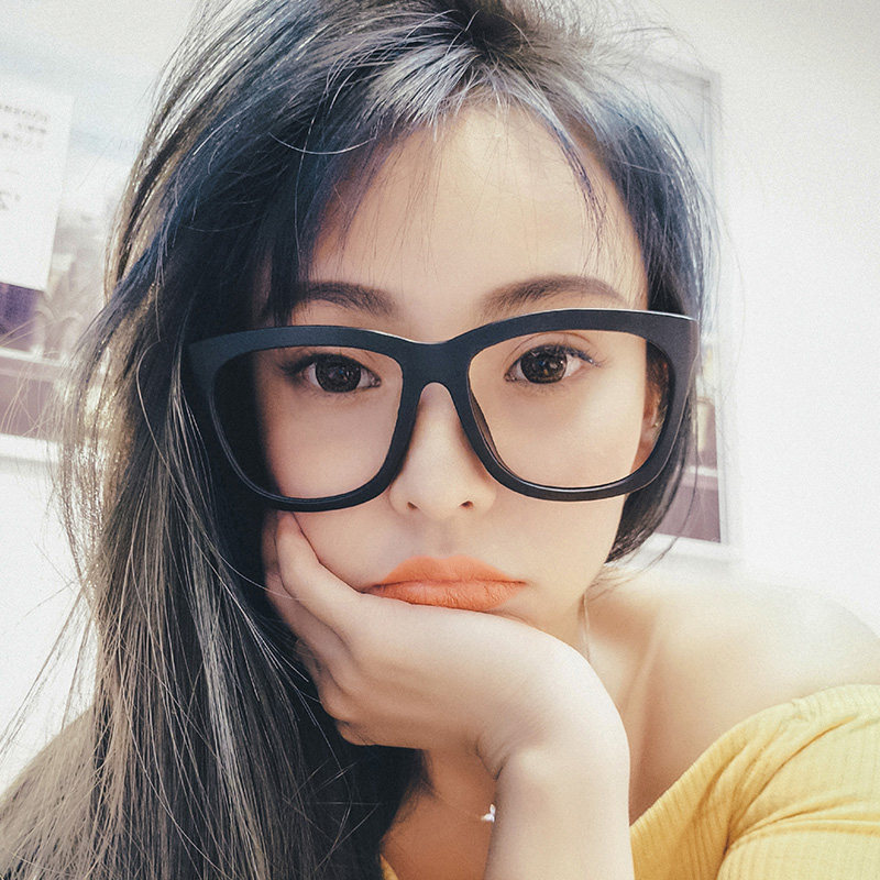 韩国黑色粗框近视镜女大脸显瘦复古潮网红素颜大方框眼镜架男加宽