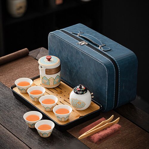 户外露营旅行功夫茶具套装泡茶壶陶瓷快客茶杯P茶盘便携式国潮礼