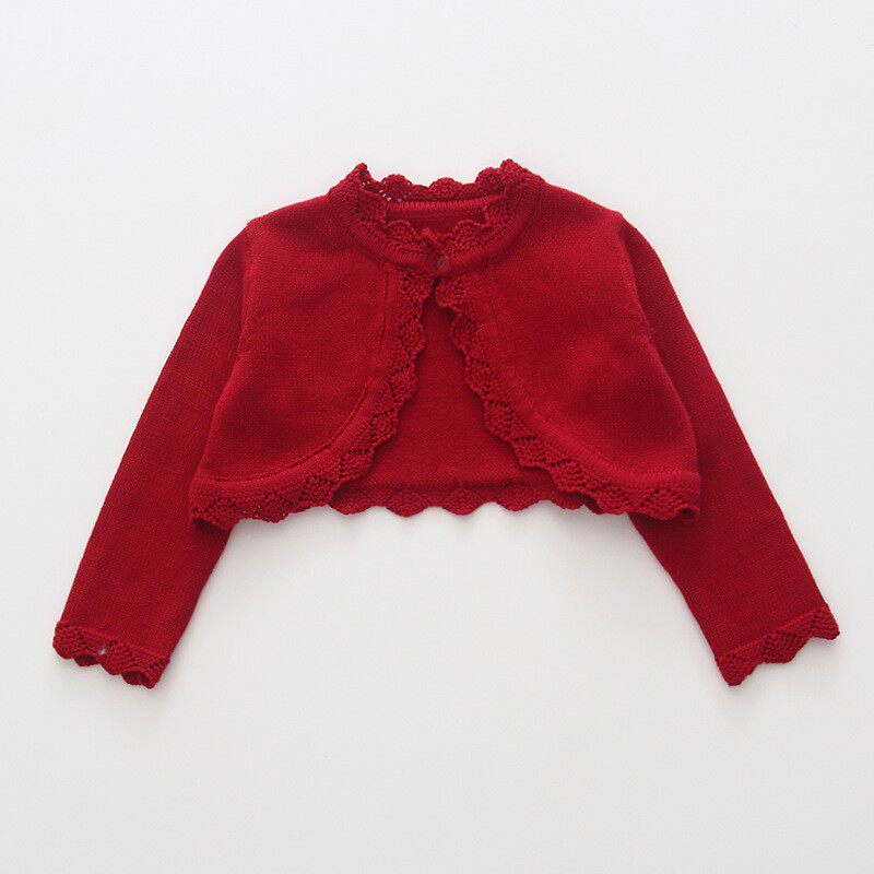女童小披肩外套长袖空调衫秋季针织宝宝外搭开衫婴儿童短款1-3岁