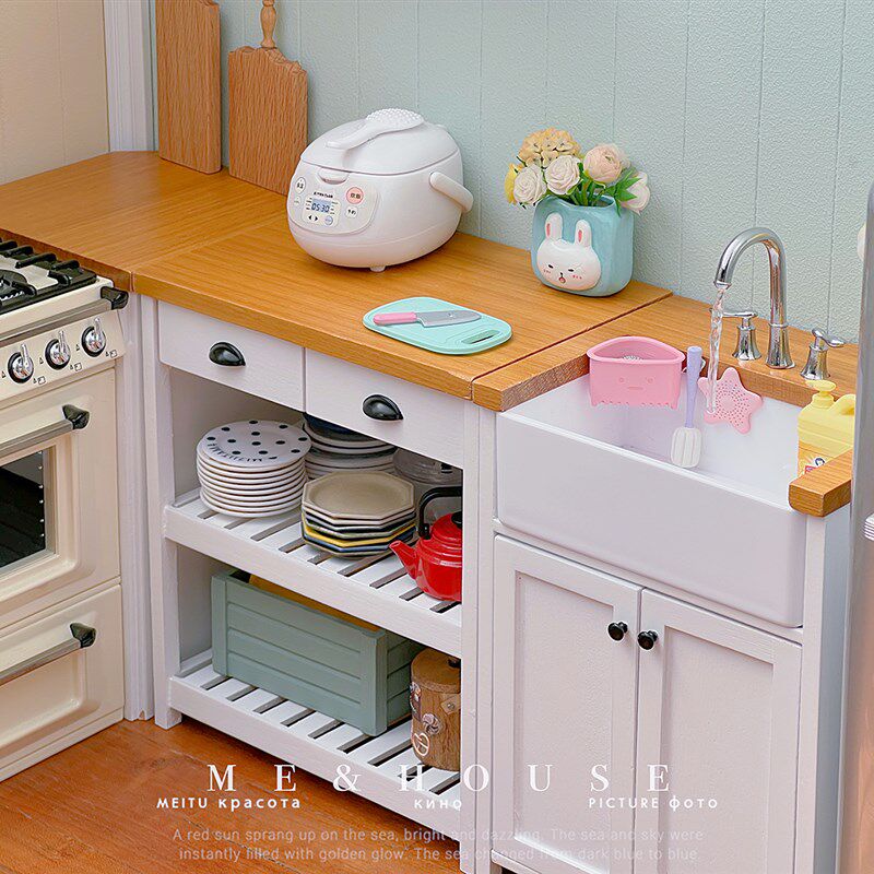 玩具】简易版橱柜/拆单柜 厨房家具6分微缩模型迷你摆件娃屋