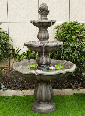 户外流水招d财喷泉摆件循环水池庭院花园别墅酒店落地莲花景观装