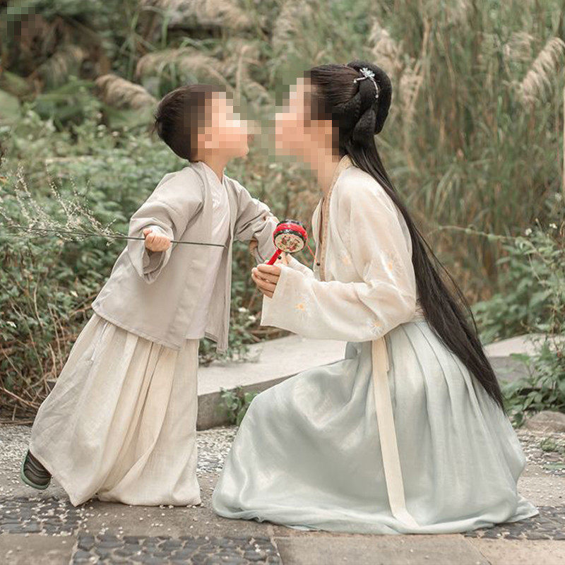 亲子装汉服母子男童母女装改良日常复古中国风摄影楼女装童装古装