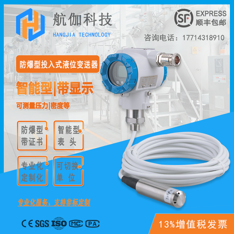 压力式液位计投入式水位油位变送传感器高精度防爆型RS485/4-20mA