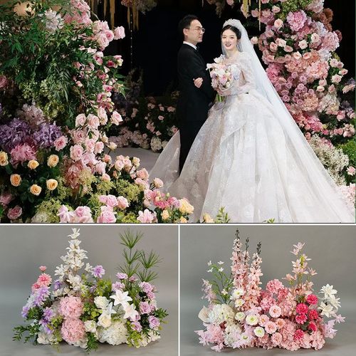 高端婚庆地排花飞燕花排婚礼假花地排花舞台T台路引摆件装饰假花