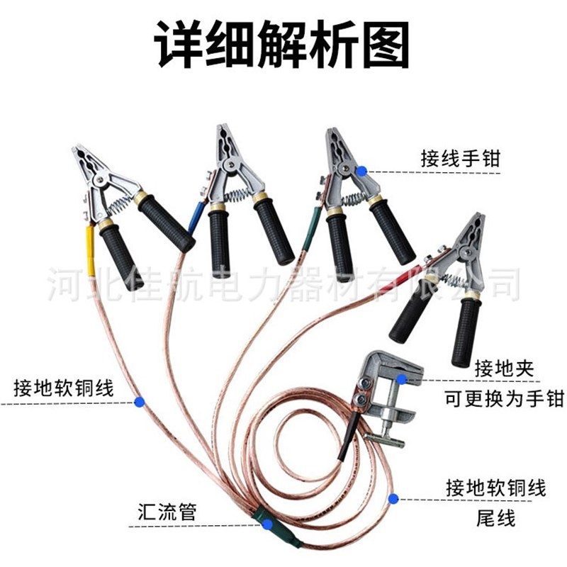 电工个人安保接地线0.4KV个人保安线低压接地钳携带型短路接地线