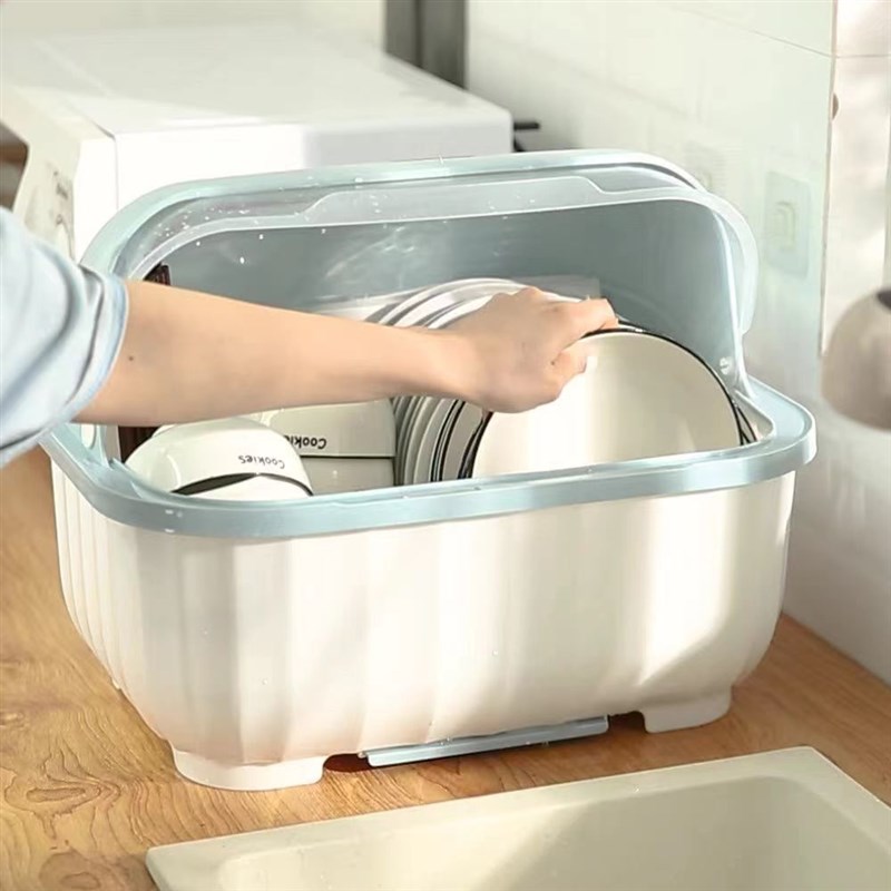 厨房碗碟碗盘收纳架盘子沥水碗架装碗筷收纳箱放碗餐具盒带盖碗柜