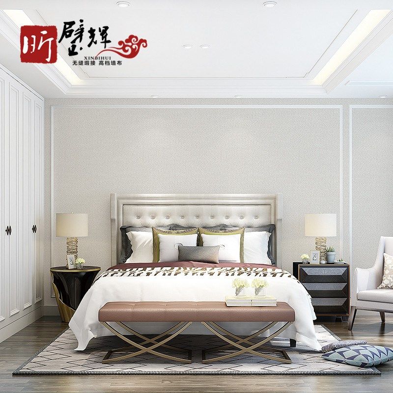 厂家直销轻奢简约 横纹暗花无缝提花墙布 素色新中式壁布墙纸壁纸