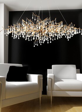 全铜轻奢餐厅水晶吊灯大气客厅灯后现代水晶主灯serip枝形吊灯