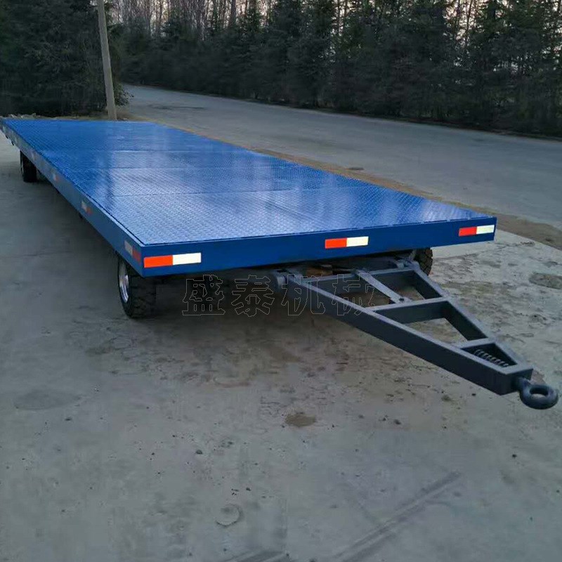 移动工具车牵引式平板拖车电动四轮超宽拖车载重2吨3吨运送货车